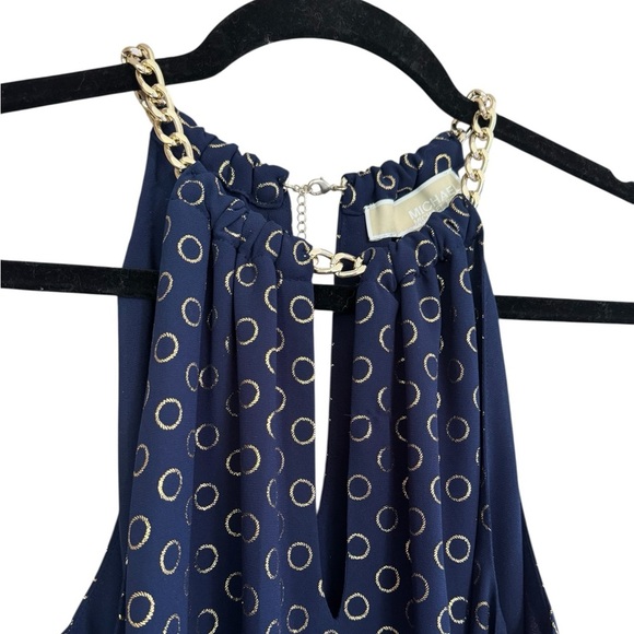 Michael Kors Navy Sleeveless Dress with Chain Accent and Gold Circle Design - Picture 5 of 10